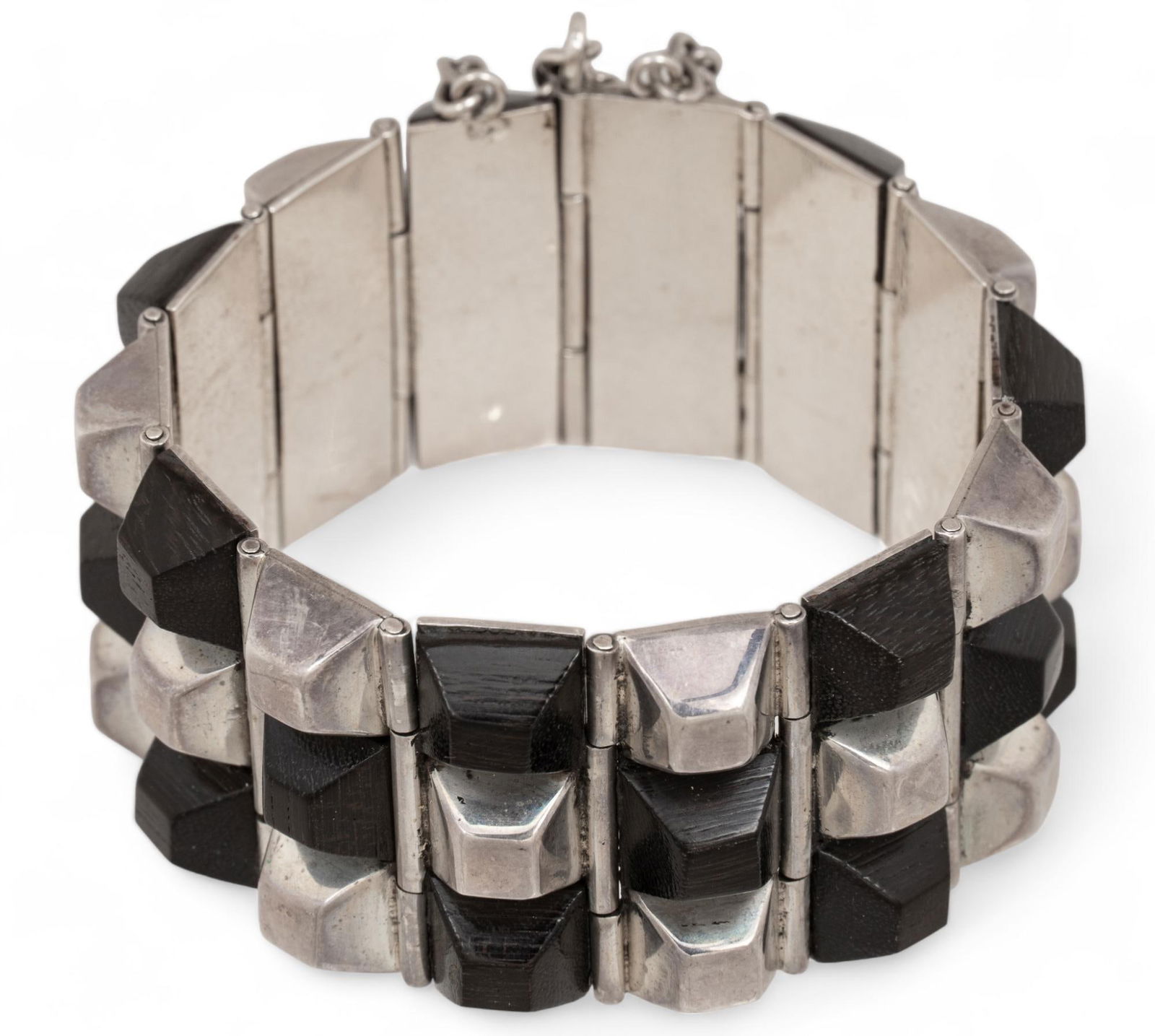 William Spratling  Sterling Silver Ebony Pyramid Bracelet (1 of 6)