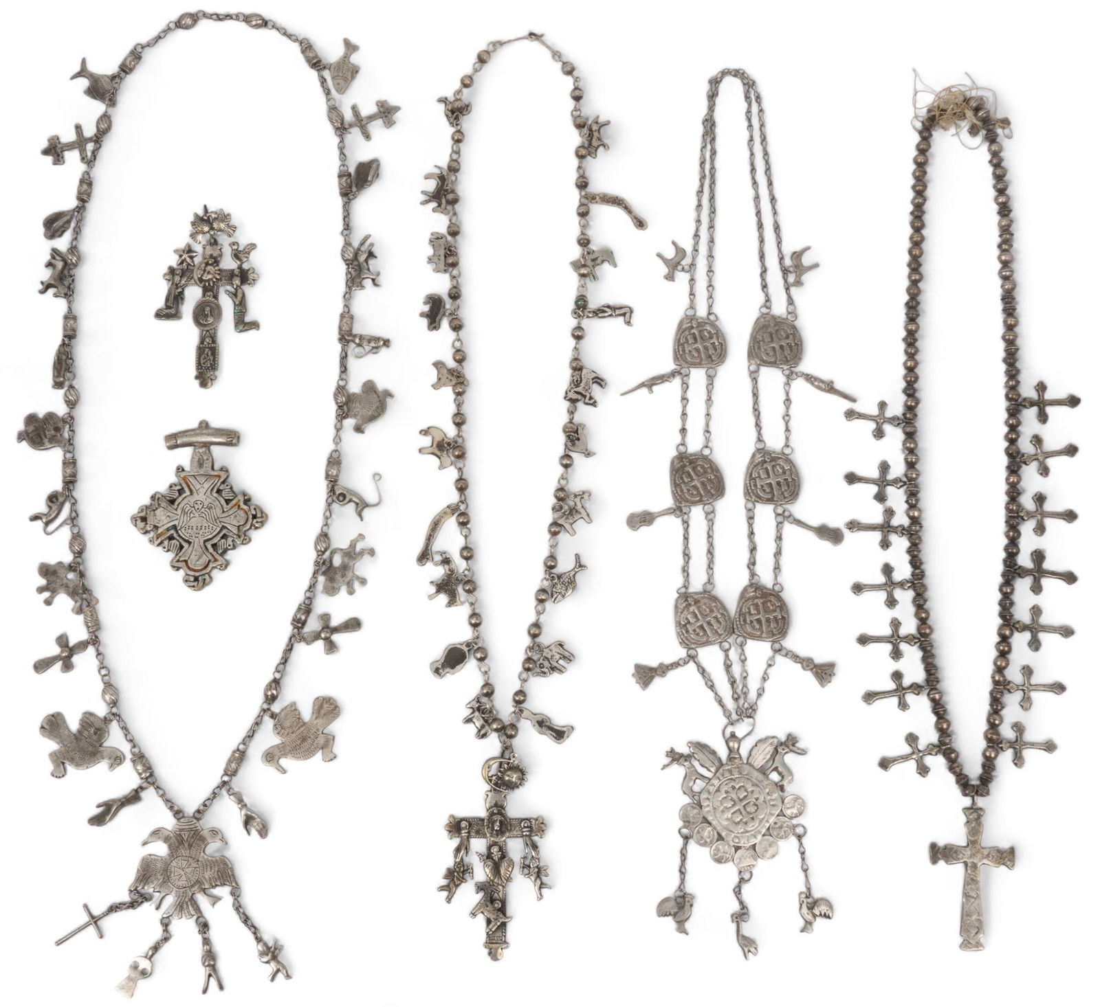 Collection of Mexican Sterling Silver Milagro Necklaces (1 of 12)