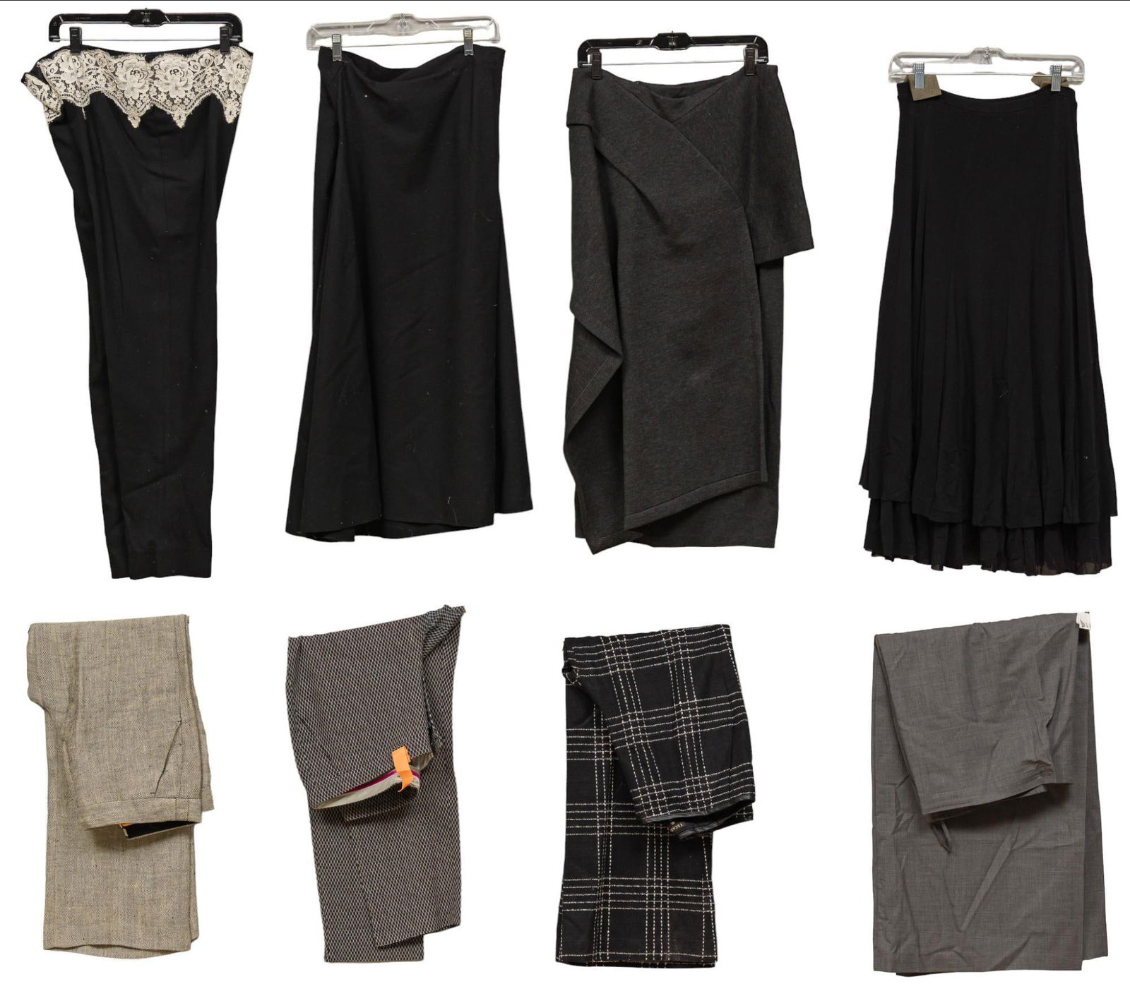 Collection of Women's Designer Clothes: Collection of women's designer clothes, primarily featuring pants, and skirts, including such designers as Etro, Escada, Donna Karan, and others, with ranging sizes Shipping available for this lo