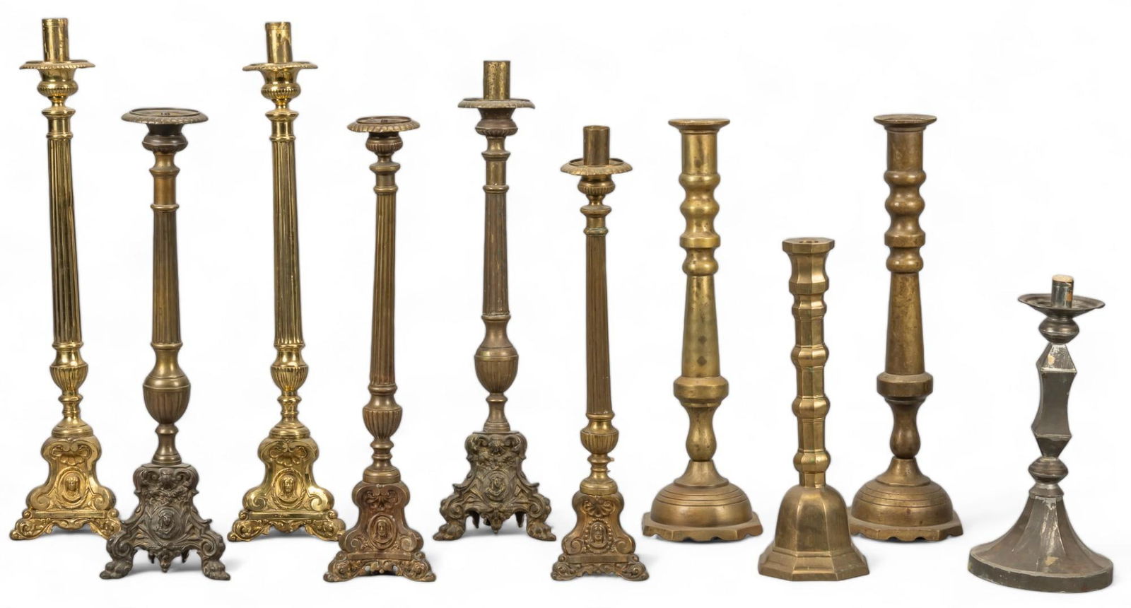 Set of (10) Brass Candlesticks (1 of 8)