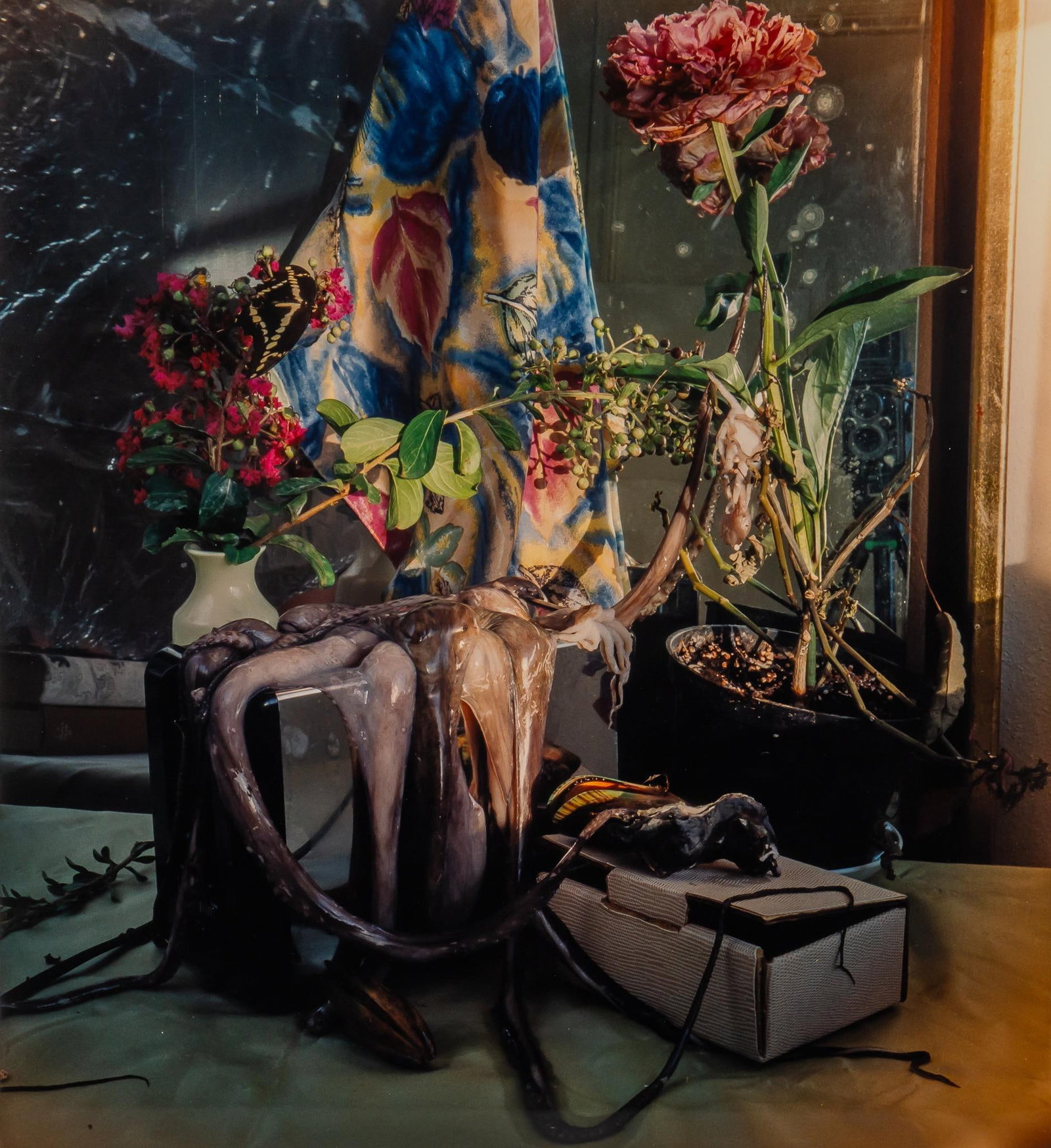 Photograph, Octopus Still Life: Contemporary photography, still life composition with octopus and flowers, no apparent signature sight: 21 in. x 18.5 in., frame: 29.5 in. x 26.5 in. Shipping available for this lot through our partne