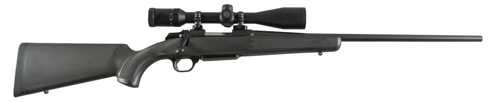 Browning A-Bolt Composite Stalker II 223 WSSM Rifle W/ Zeiss Scope: Serial: 30599MX351 Manufacturer: Miroku-Japan / Browning Arms Co. Model: A-Bolt Composite Stalker II WSSM Caliber: 223 WSSM Barrel length: 21 in. OAL: 40 in. Condition: Very Good; synthetic stock has