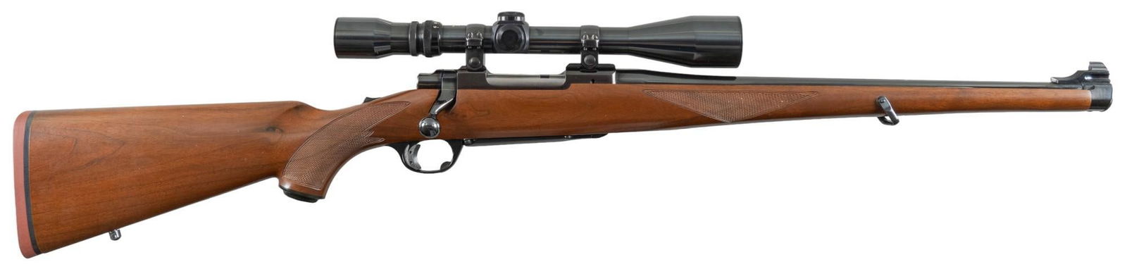 Ruger M77 Mannlicher 243 Win Bolt Action Rifle: Serial: 78-45436 Manufacturer: Sturm, Ruger & Co. Model: M77 Mannlicher Caliber: 243 Win Barrel length: 18.5 in. OAL: 38.75 in. Condition: Very Good; wood stock has very light handling marks; scra
