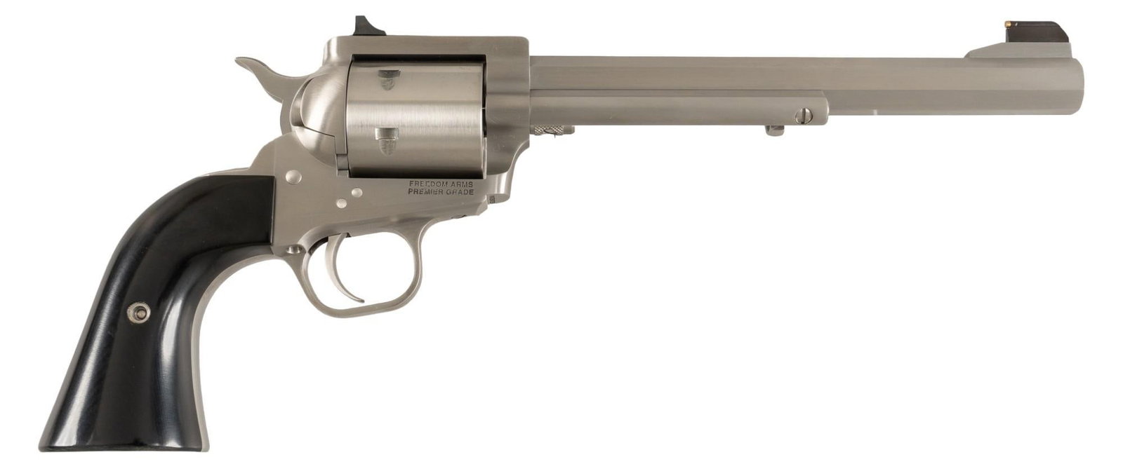 Freedom Arms Model 1997 Premier Grade 32 H&R Revolver: Serial: S009 Manufacturer: Freedom Arms Model: 1997 Premier Grade Caliber: 32 H&R / 32-20 WCF (extra cylinder) Barrel length: 7.5 in. OAL: 12.75 in. (box: 17.25 x 8.5 x 3 in.) Condition: Excellent