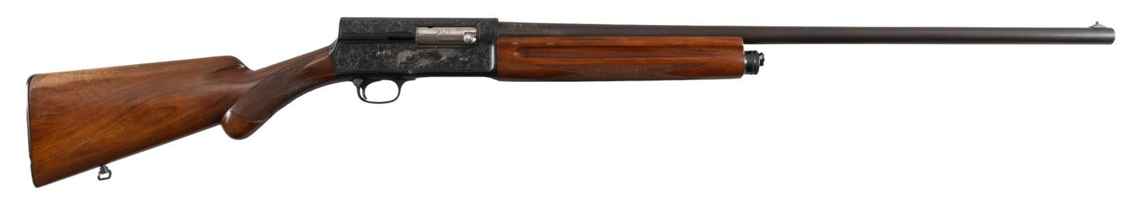 Custom Engraved Belgian Browning Auto 5 12 GA Shotgun: Serial: 335583 Manufacturer: FN-Belgium / Browning Arms Co. (c. 1951) Model: Auto 5 Caliber: 12 GA (2.75 in.) Barrel length: 28 in. OAL: 49.25 in. Condition: Very Good; wood stock has very light handl