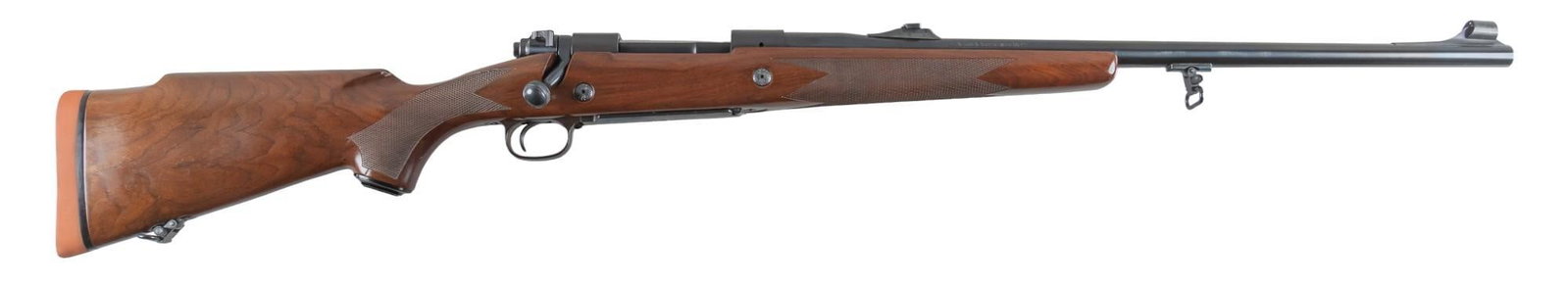 Winchester Model 70 Super Express 375 H&H Rifle: Serial: G158719 Manufacturer: Winchester Model: 70 Super Express Caliber: 375 H&H MAG Barrel Length: 24 in. OAL: 44.5 in. Condition: Very Good; wood stock has light handling marks; barrel & re