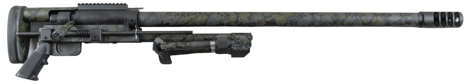 Noreen Model ULR 50 BMG Bolt Action Rifle: Serial: U3129 Manufacturer: Noreen Firearms LLC Model: ULR Caliber: 50 BMG Barrel length: 32 in. (37 in. w/ muzzle brake) OAL: 55 in. (47 in. collapsed) Condition: Very Good-Excellent; slight handling