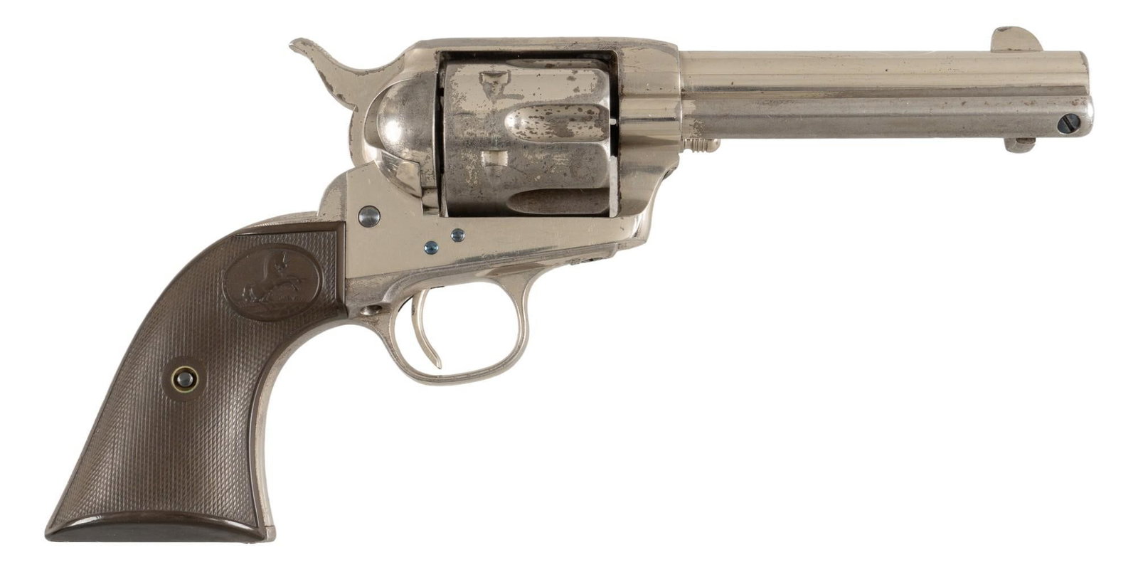 Antique Colt 1873 Single Action Army 45 LC Revolver: Serial: 135318 Manufacturer: Colt's PT. F.A. Mfg. Co. (c.1890) Model: 1873 Single Action Army Caliber: 45 Long Colt Barrel length: 4.75 in. OAL: 10.5 in. Condition: Very good: hard rubber grips ha