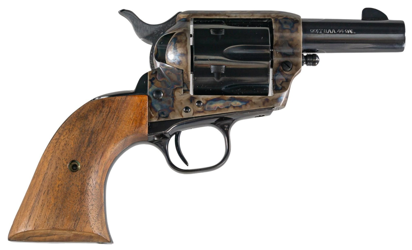 Cased Colt SAA Sheriff's Model 3rd Gen 44-40 Revolver: Serial: SA43741 Manufacturer: Colt's PT. F.A. Mfg. Co. (c. 1980-85) Model: SAA Sheriff's Model 3rd Gen Caliber: 44-40 / 44 SPL Barrel length: 3 in. OAL: 8.5 in. (case: 13 x 9.5 x 3 in.) Condit
