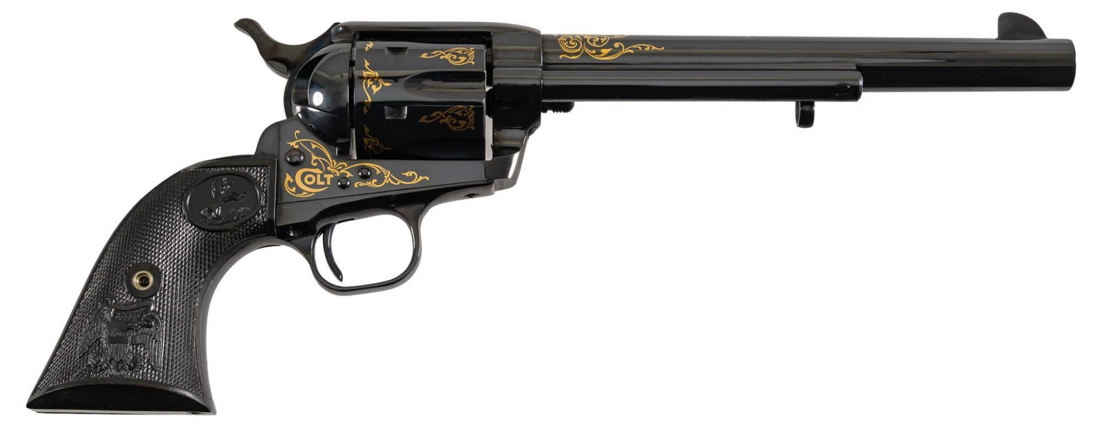Beautiful Boxed Colt SAA 175th Anniversary Limited Edition Revolver: Serial: S61877A Manufacturer: Colt's PT. F.A. Mfg. Co. (c. 2011) Model: 175th Anniversary Limited Edition SAA Caliber: 45 LC Barrel length: 7.5 in. (1 of 175) OAL: 13 in. (box: 16.5 x 8 x 2.5 in.)
