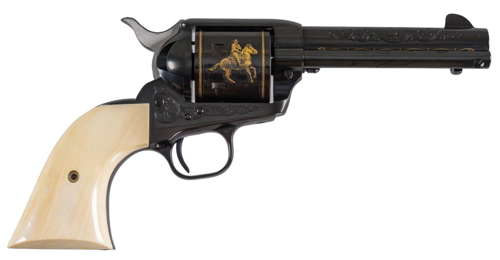 Near Mint Colt John Wayne Commemorative SAA Revolver W/ Case: Serial: CJWC2744 Manufacturer: Colt's PT. F.A. Mfg. Co. (c. 1982) Model: SAA John Wayne Commemorative (#2,744 of 3,100, only 3,041 shipped) Caliber: 45 Colt Barrel length: 4.75 in. OAL: 11 in. (ca