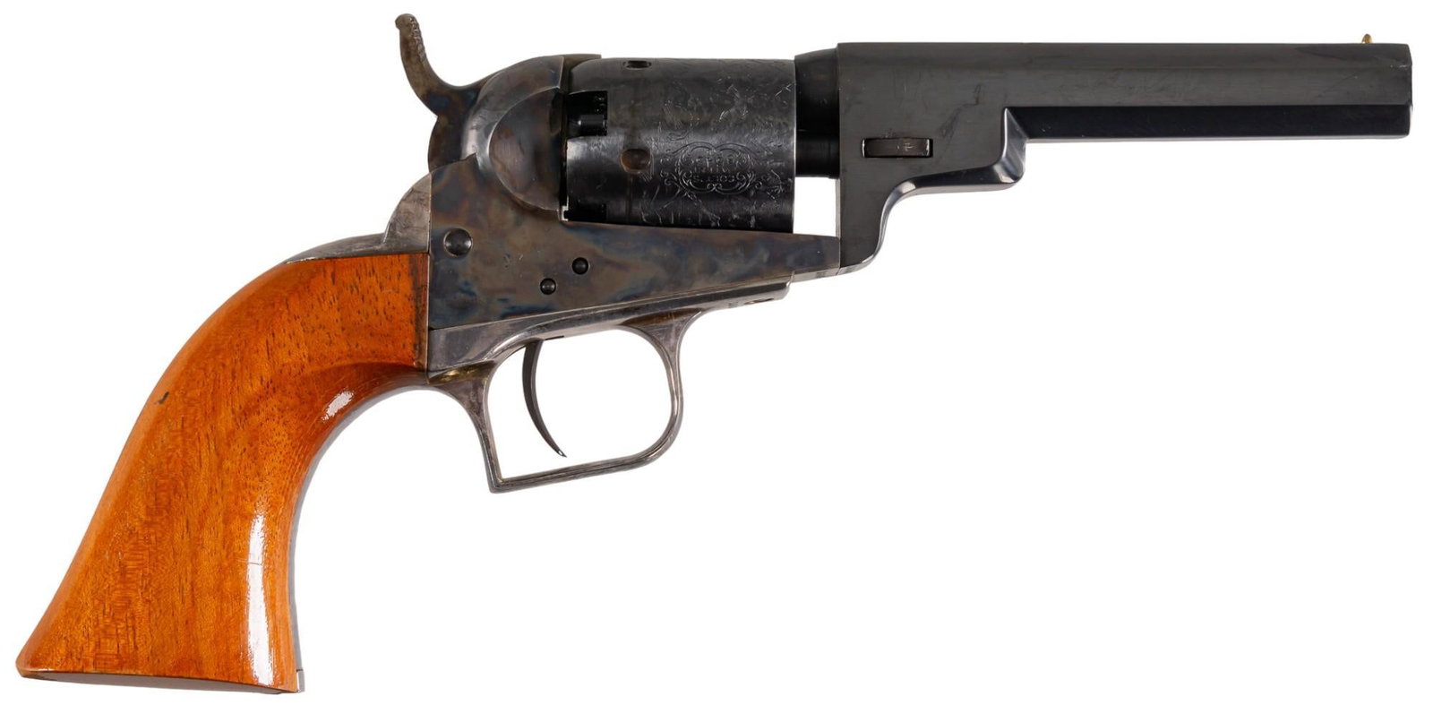 Boxed Colt 2nd Gen Baby Dragoon 31 Cal. Percussion Revolver: Serial: 16545 Manufacturer: Colt's Manufacturing Co. Model: 2nd Gen. Black Powder Series "F" Baby Dragoon Caliber: 31 Cal. Barrel length: 6 in. OAL: 9 in. (box: 12.5 x 8.75 x 3.5 in.) Cond