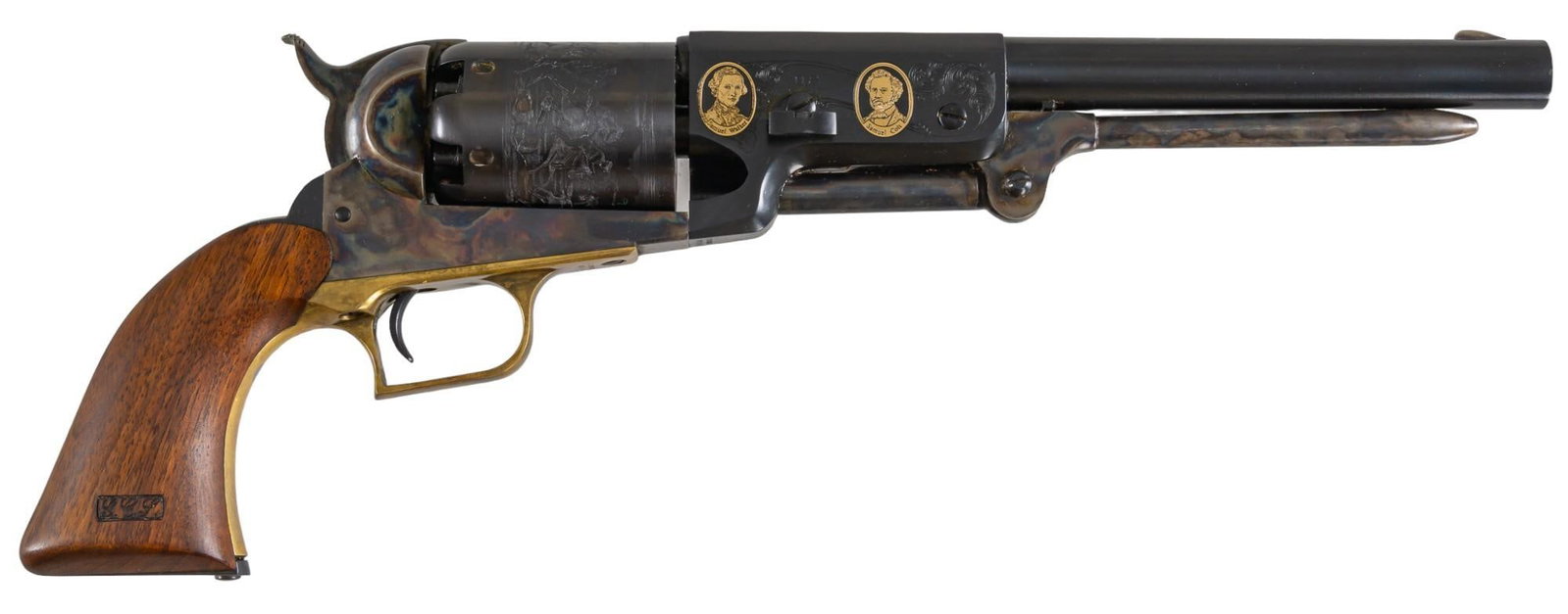 Cased Colt 1847 Walker Heritage Commemorative 44 Cal. Revolver: Serial: 1648 Manufacturer: Colt's PT. F.A. Mfg. Co. (c. 1980) Model: 1847 Walker Heritage Commemorative Caliber: 44 Cal. Barrel length: 9 in. OAL: 15.75 in. (case: 19.5 x 11 x 4.5 in.) Condition: 