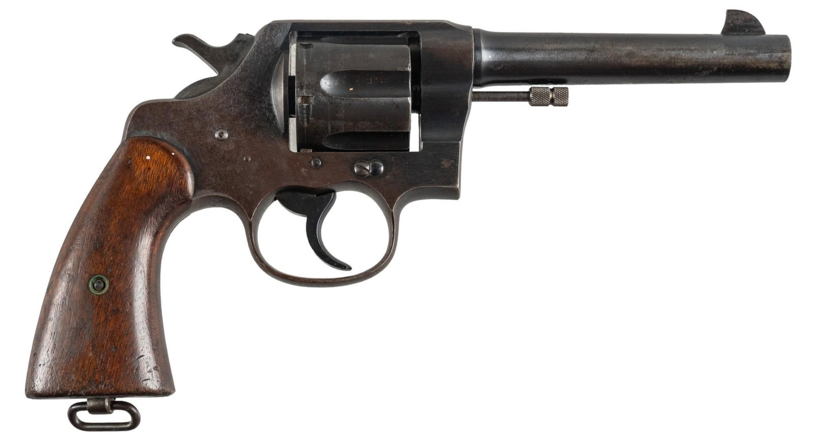 Post War Colt US Army Model 1917 45 Colt Revolver: Serial: (Colt) 201151; (Army) 57373 Manufacturer: Colt's PT. F.A. Mfg. Co. (c. 1919) Model: New Service Model 1917 Army Caliber: 45 Colt Barrel length: 5.5 in. OAL: 10.5 in. Condition: Good; wood 