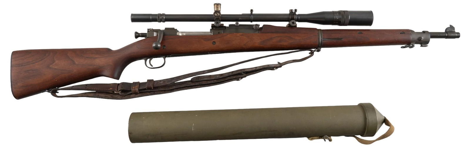 WWII Springfield 1903 A1 USMC Sniper Rebuild w/ J. Unertl 8x Scope & Case: Serial: 1382728 Manufacturer: Springfield Armory (c. 12, 1941) Model: 1903-A1 (USMC Sniper Rebuild) Caliber: 30-06 SPRG Barrel length: 24 in. OAL: 43.75 in. Condition: Very Good-Refurbished; wooden st