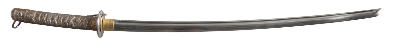WWII Japanese Type 95 NCO Shin Gunto Katana W/ Saya: Manufacturer: Co. Ltd. Suya Shoten Model: Type 95 NCO Serial: 109901 (matching on Saya) Marked: Fucchi is marked w/ Co. Ltd. Suya Shoten (private sector sword company) / Army Arsenal Tokyo Factory (in