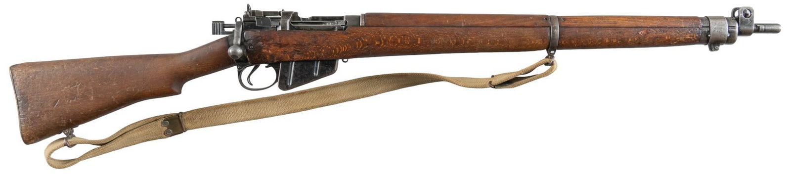 Fazerkeley Enfield No.4 MK2 (F) 303 Brit Rifle: Serial: 32938 Manufacturer: Fazerkeley-UK Model: Enfield No.4 MK2 Caliber: 303 British Barrel length: 25 in. OAL: 45 in. Condition: Good; wood stock has significant wear & handling marks; barrel &