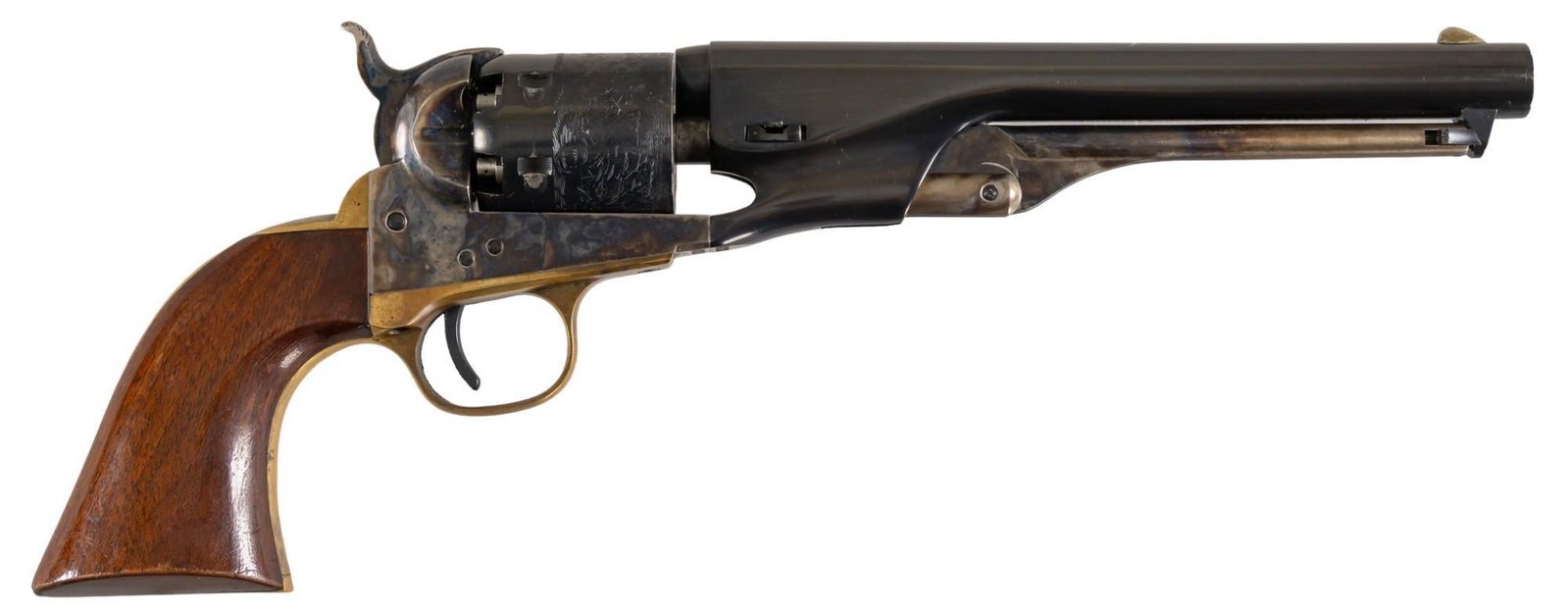 Uberti Model 1861 Navy 36 Cal. Percussion Revolver: Serial: D17298 Manufacturer: Uberti-Italy / Stoeger Arms Model: 1861 Navy Caliber: 36 Cal. Barrel length: 7.5 in. OAL: 13 in. (box: 14 x 6.25 x 2 in.) Condition: Very Good; wood grips have very light 