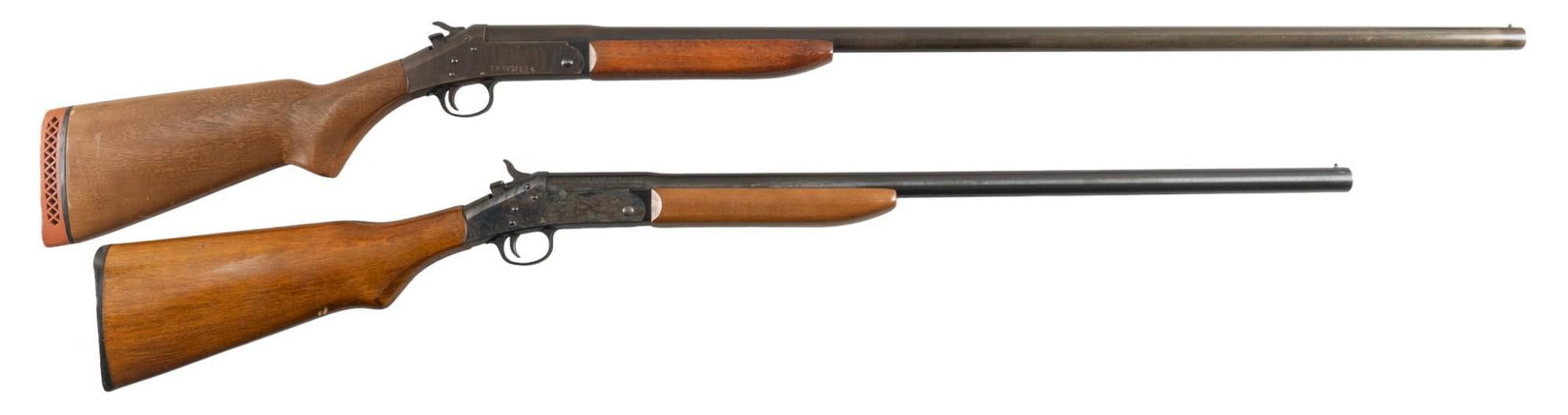 Pair of H&R Topper & Pardner 12 Gauge Shotguns: Serial: (1) AH221677; (2) AX526277 Manufacturer: Harrington & Richardson Model: (1) Topper Model 158; (2) Pardner Caliber: (1) 12 Ga. (fixed full choke); (2) 12 Ga. (fixed mod choke) Barrel length