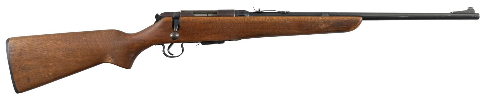 Savage Model 342A 22 Hornet Bolt Action Rifle: Serial: NSN Manufacturer: Savage Arms Corp. Model: 342A Caliber: 22 Hornet Barrel length: 22 in. OAL: 40.75 in. Condition: Good; wood stock has moderate handling marks w/ repaired crack on right side 