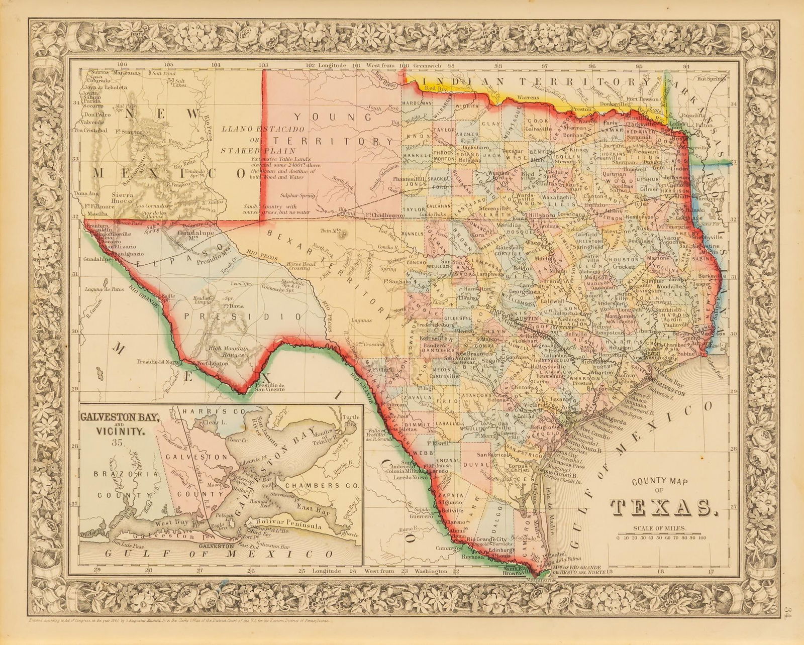 1860 County Map of Texas (1 of 5)