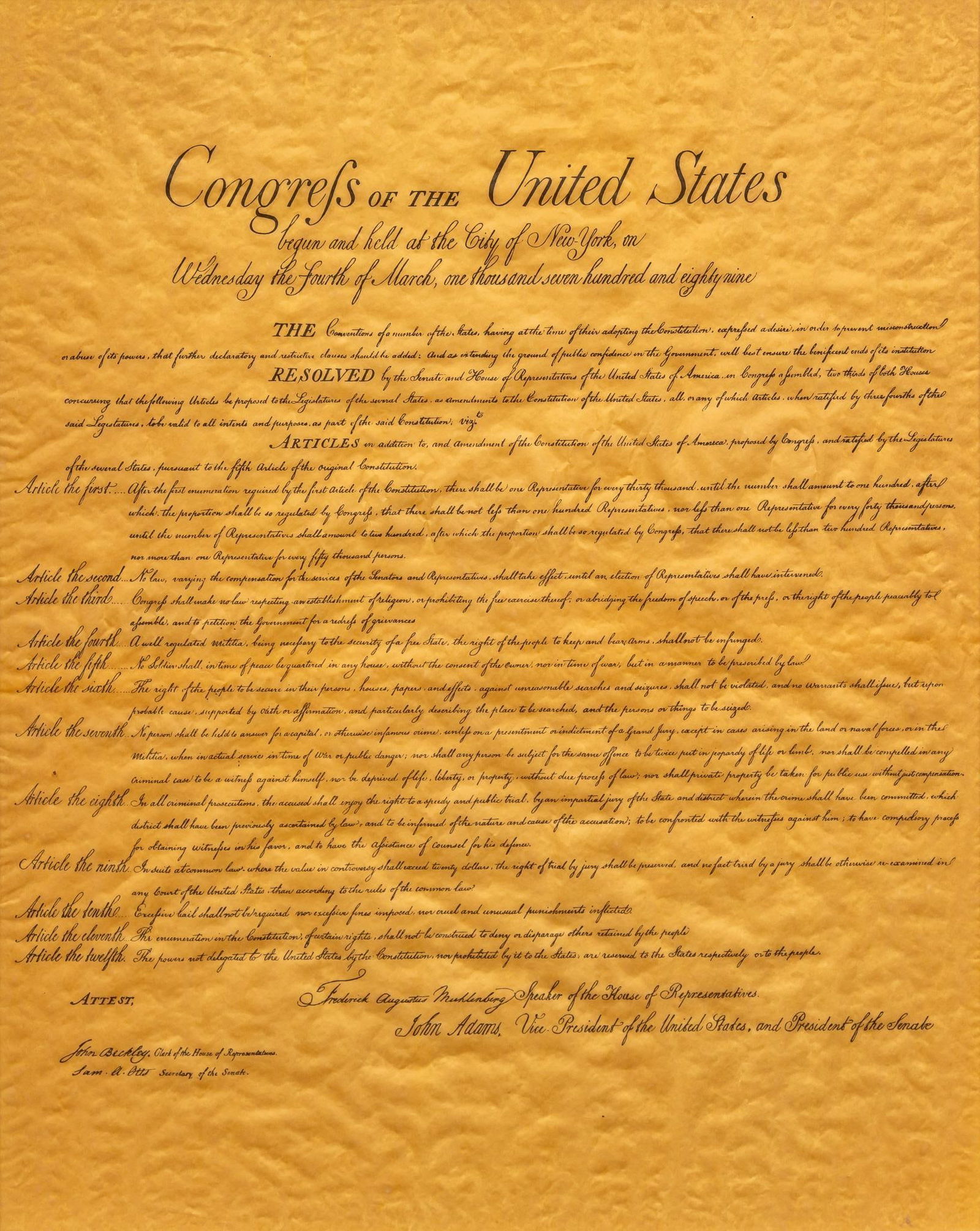 US Bill of Right Reproduction (1 of 5)