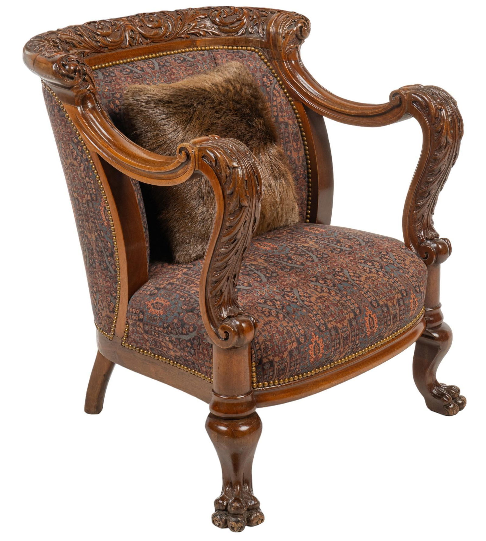 Carved Wooden Arm Chair (1 of 7)