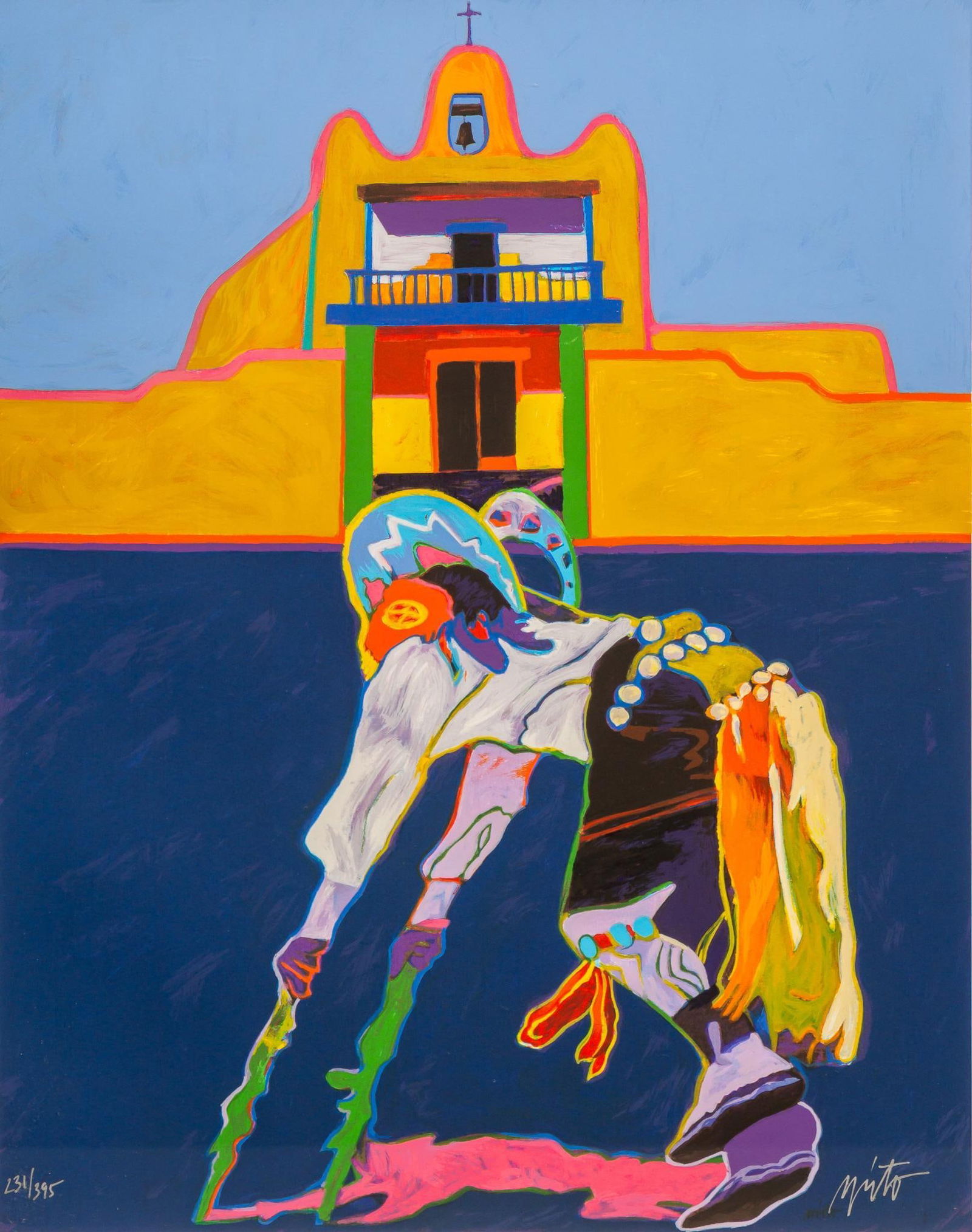 John Nieto, "San Ildefonso Pueblo Church" Serigraph (1 of 5)