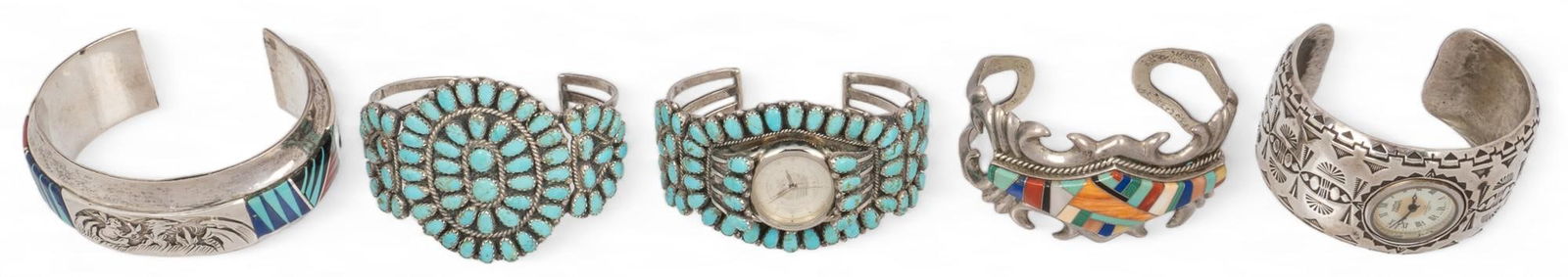 Set of (5) Sterling Silver Stone Cuffs (1 of 13)