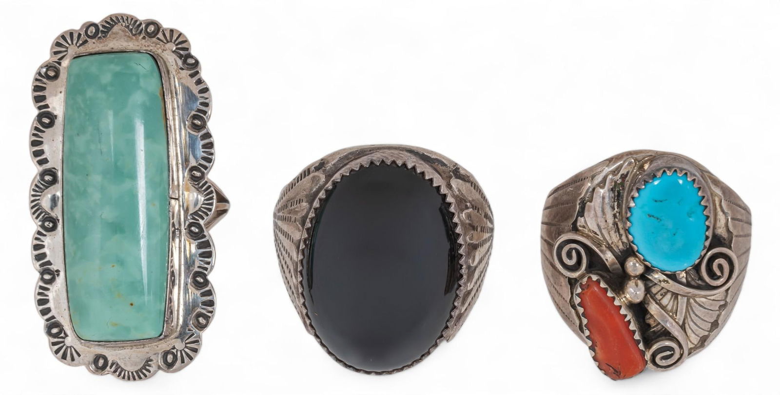 Set of (3) Navajo Sterling Silver Rings (1 of 6)