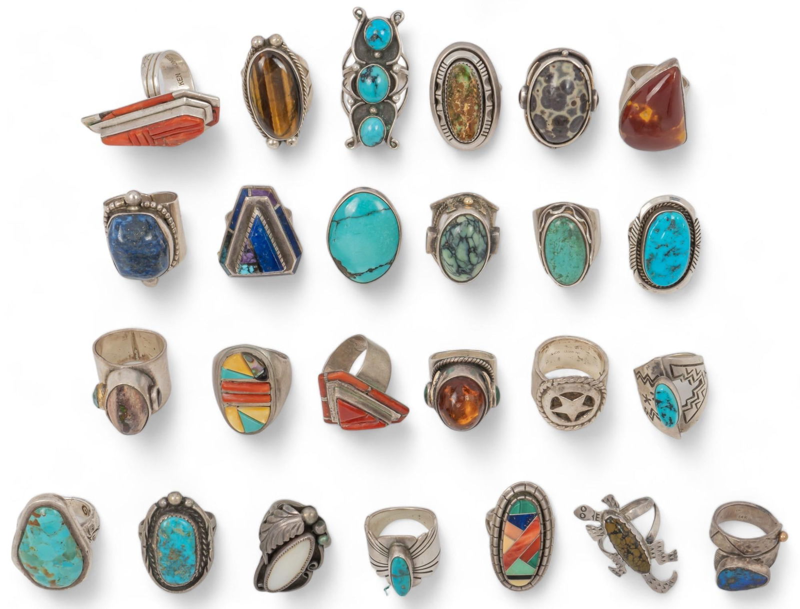 Set of (25) Silver and Stone Rings (1 of 8)