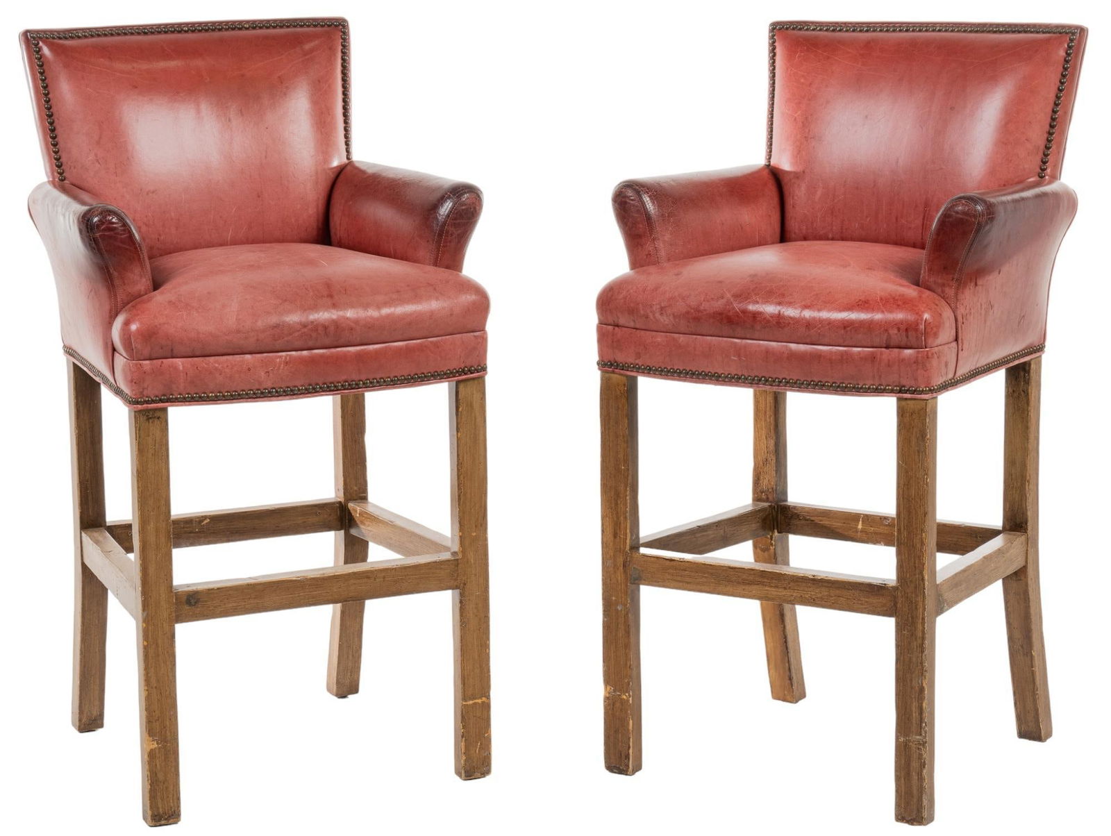 Pair of Leather Bar Stool Chairs (1 of 10)