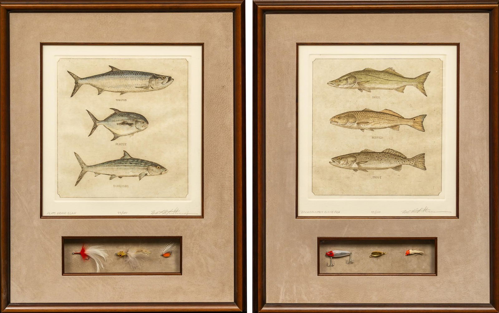 Pair of Fish Etchings with Lures (1 of 12)
