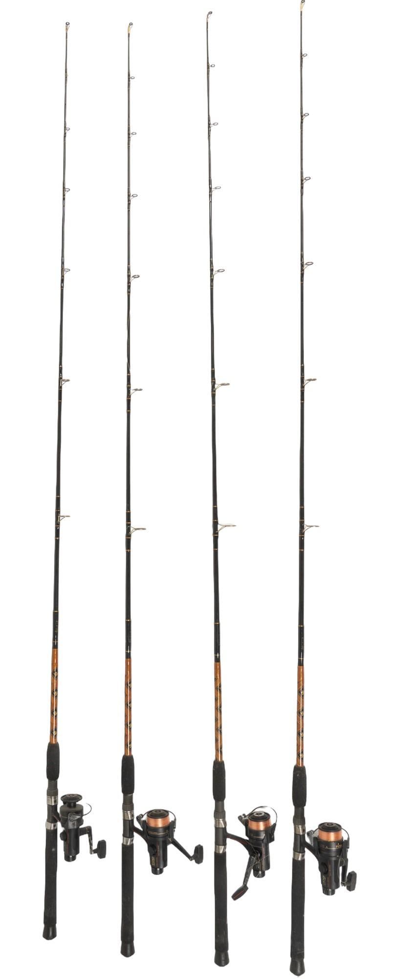 Set of (4) Fishing Rods: Set of four fishing rods, marked "Penn 250GR" height 96 in. x width 6 in. x depth 3 in. / each Shipping available for this lot through our partner 4CL; please request a shipping quote at shipp