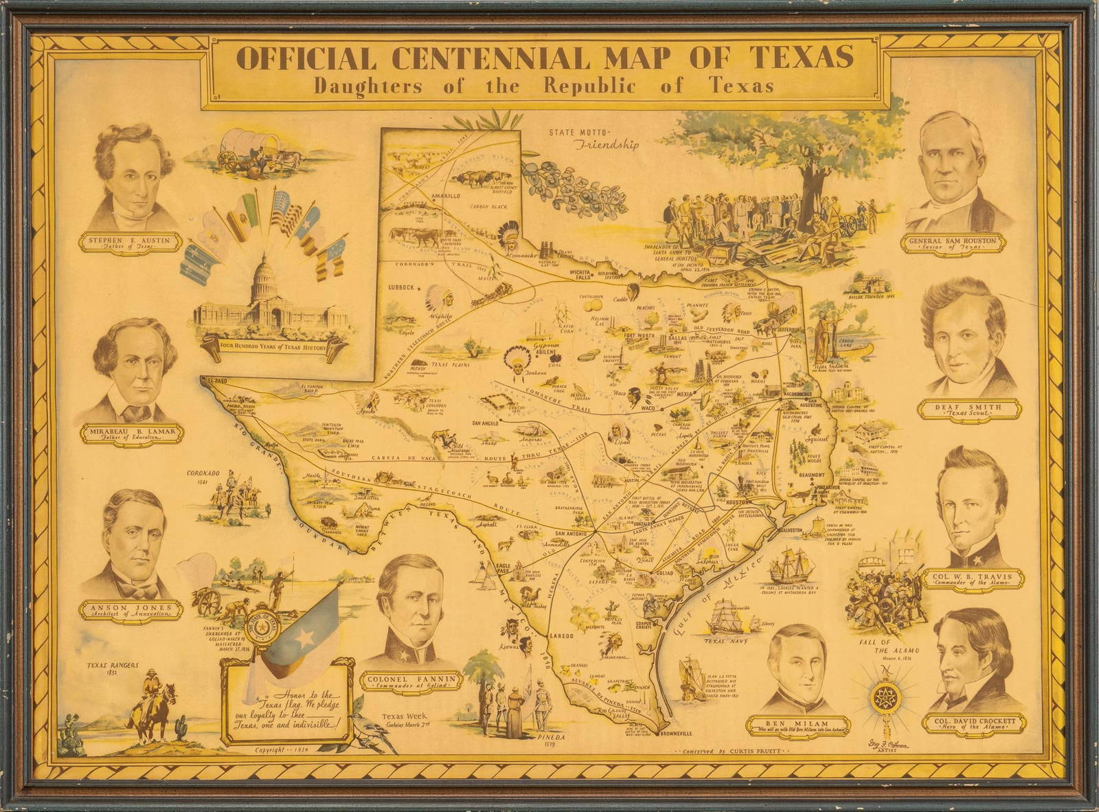 1934 Centennial Map Of Texas Auction