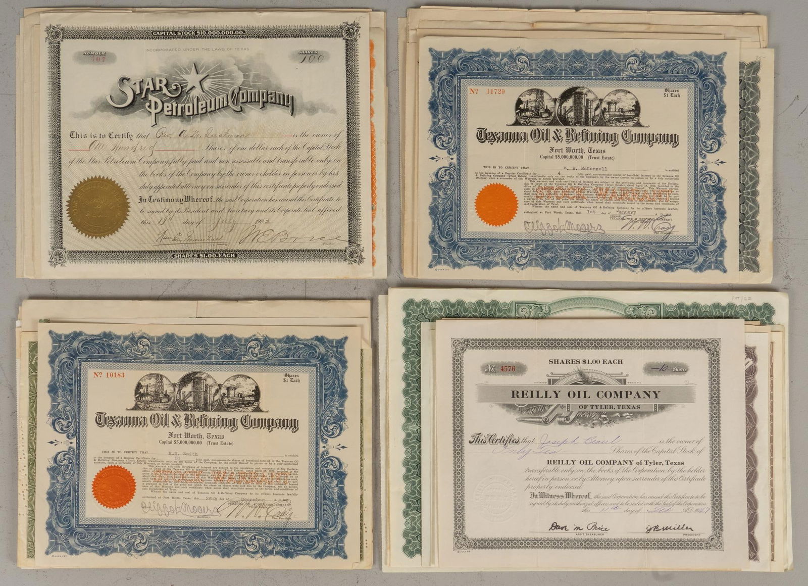 Approximately (90) Texas Oil and Gas Stock Certificates (1 of 6)