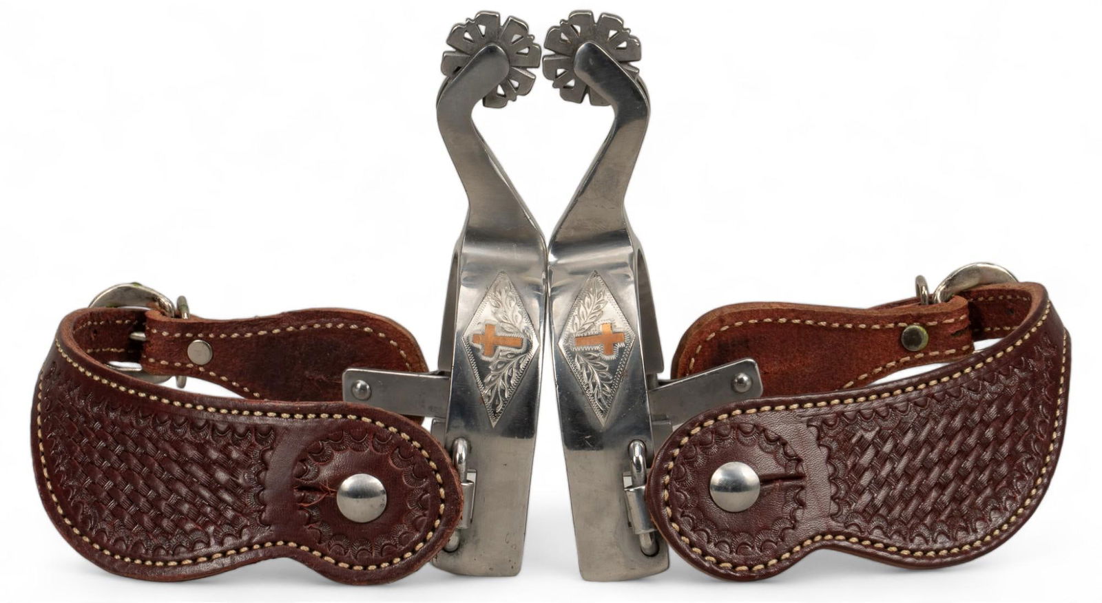 Contemporary Silver and Copper Cross Mounted Spurs (1 of 7)