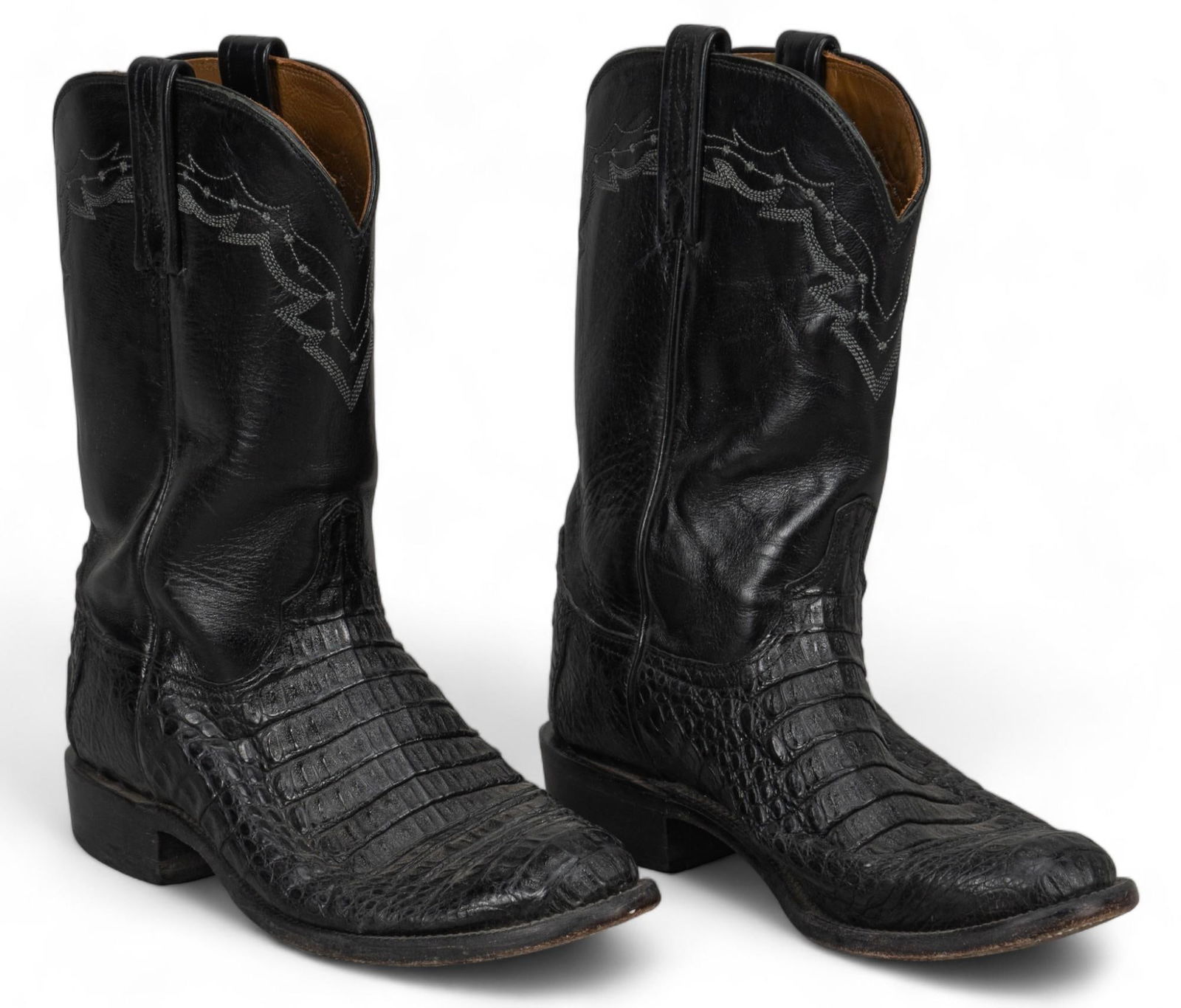 Pair of Black Alligator Leather Lucchese Cowboy Boots (1 of 7)
