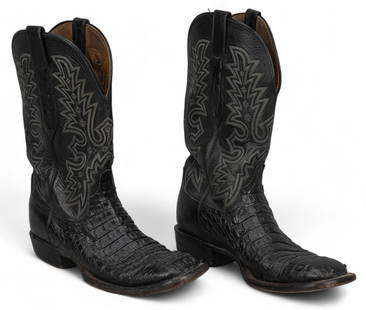 Pair Of Black Alligator Leather Lucchese Cowboy Boots Auction