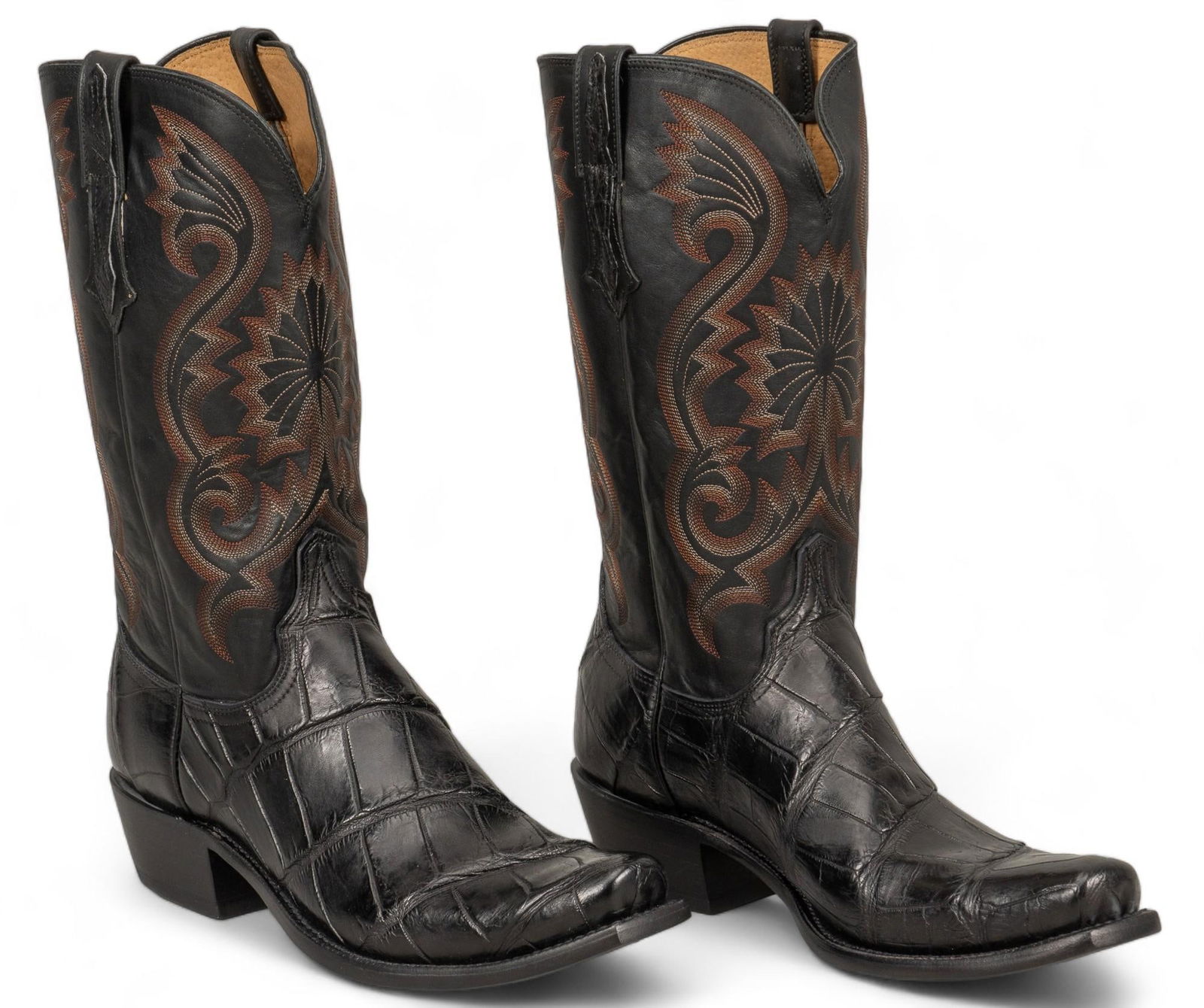 Pair of Black Leather Lucchese Cowboy Boots (1 of 9)