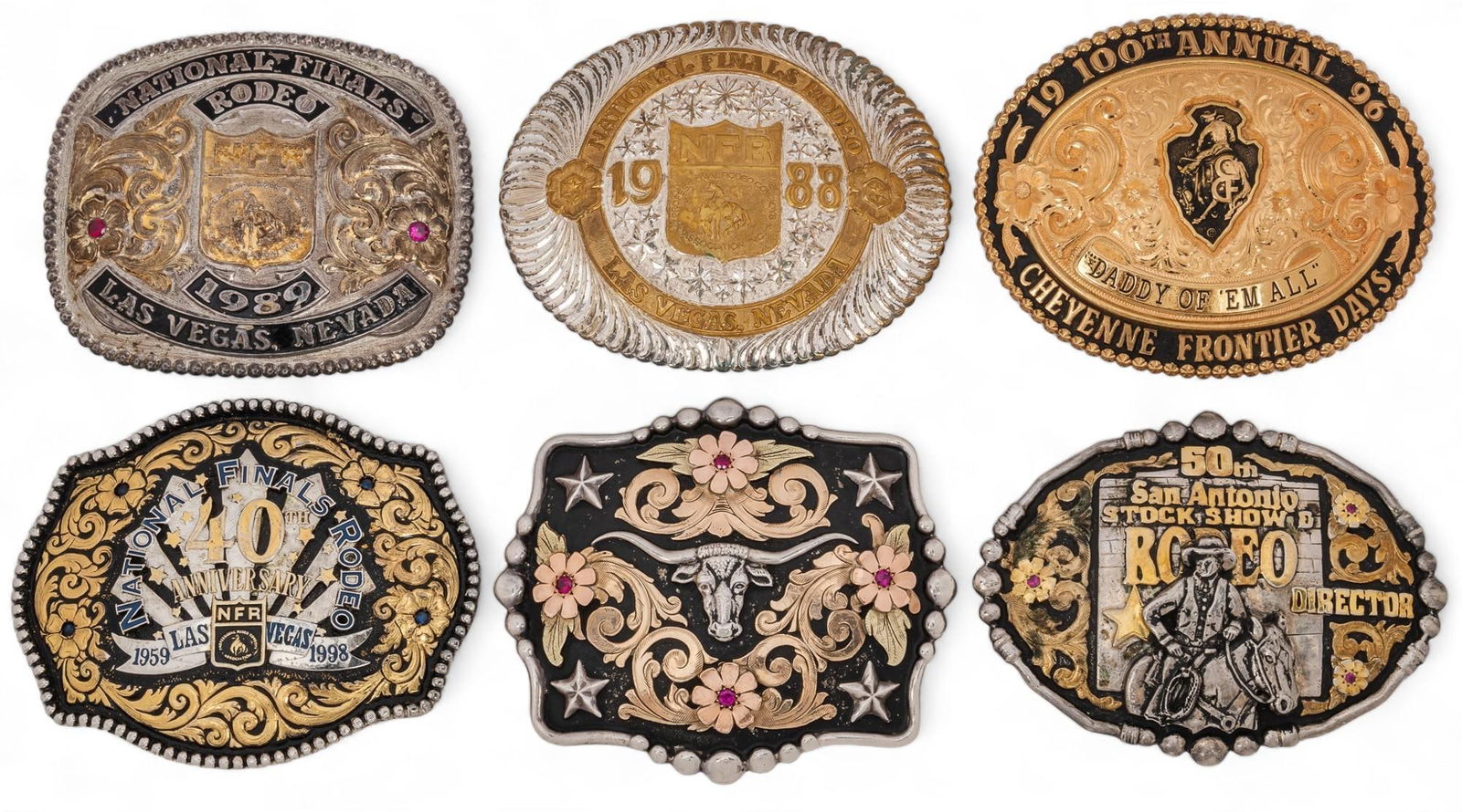 Set of (6) Rodeo Belt Buckles (1 of 12)
