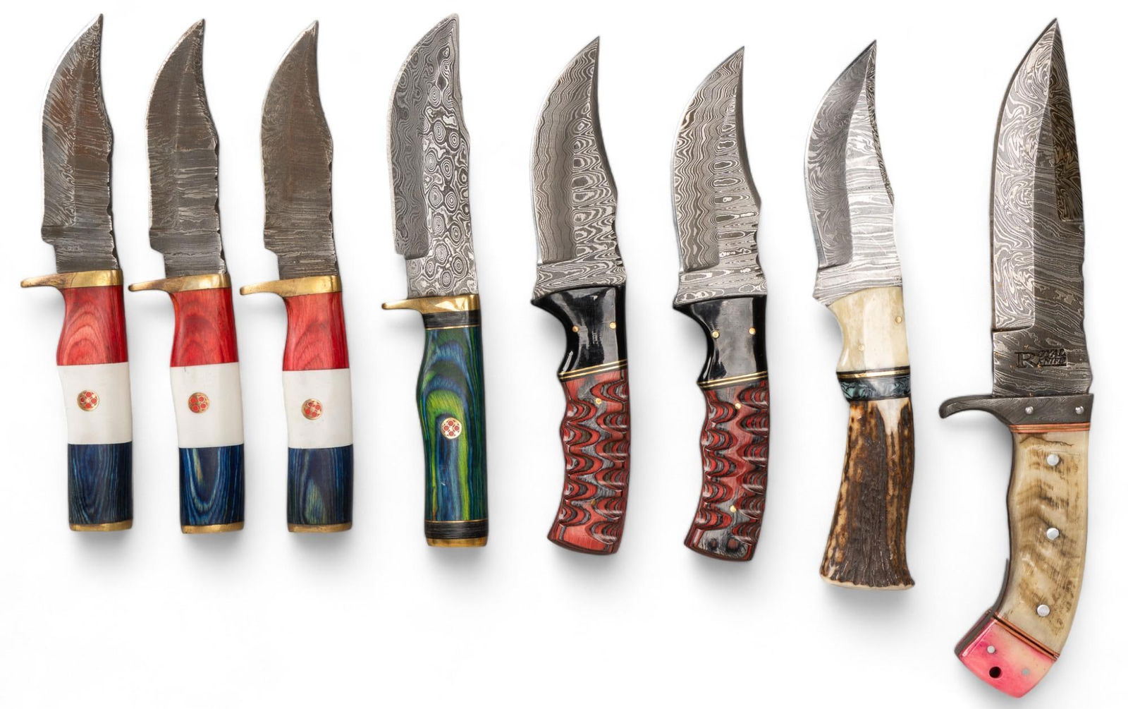 Collection of 8 Damascus Style Large Knives (1 of 14)