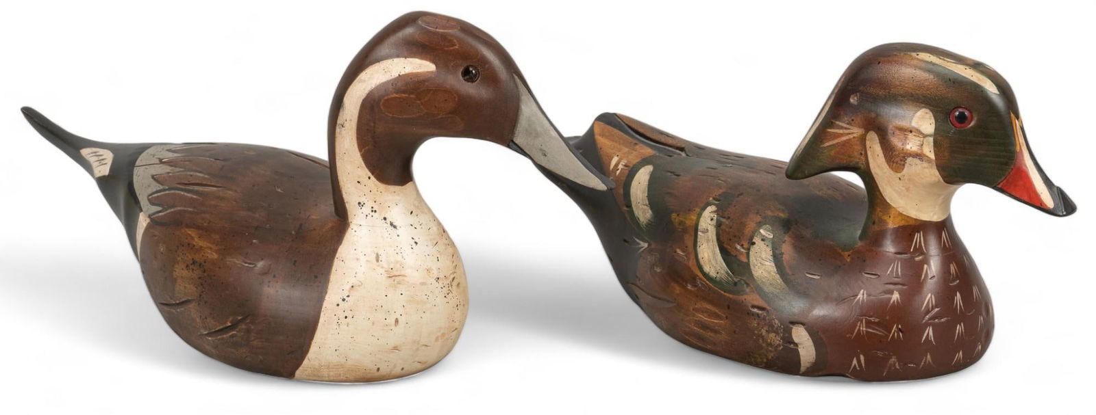 (2) Hand-Carved Wooden Duck Decoys (1 of 8)