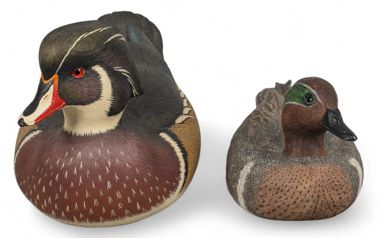 (2) Hand-Carved Wooden Duck Decoys (1 of 9)