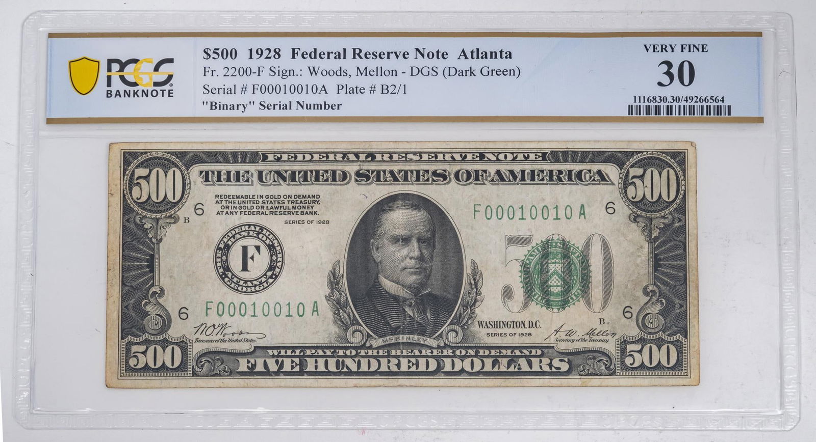 $500 1928 Federal Reserve Note Atlanta (1 of 4)