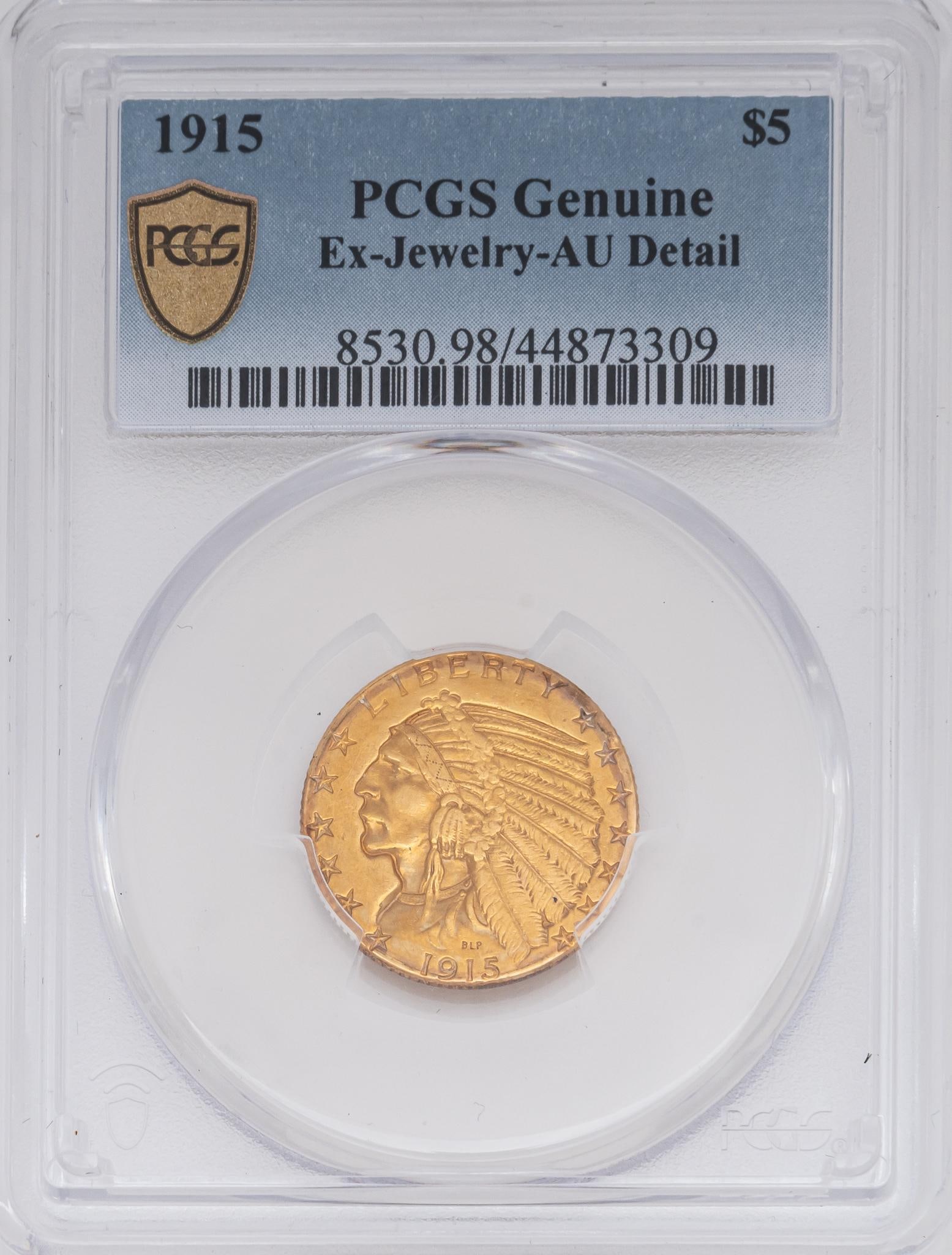 1915 $5 Half Eagle Indian Head Type Coin (1 of 3)