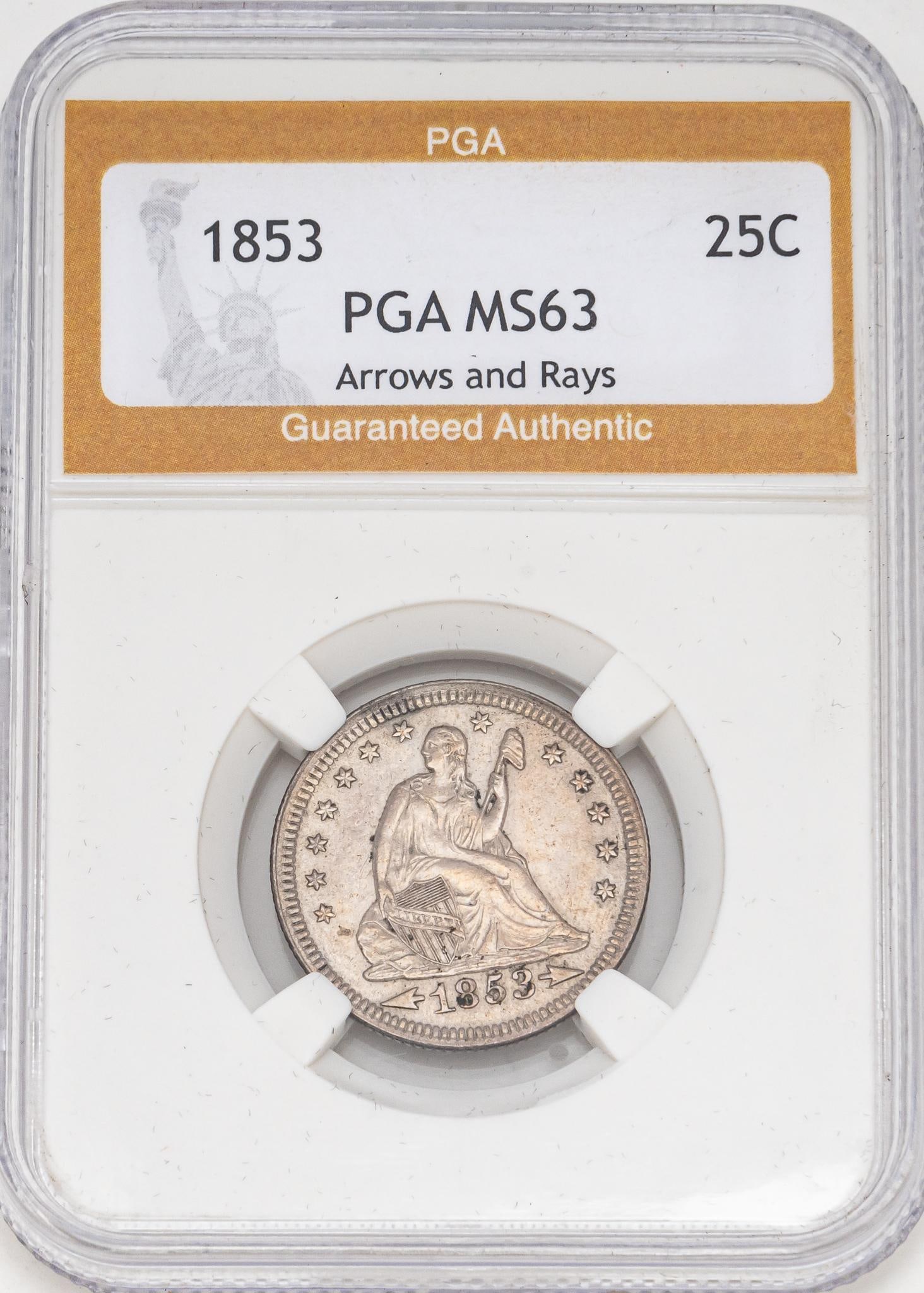 1853 Arrows and Rays U.S Seated Liberty Silver Half Dollar (1 of 3)