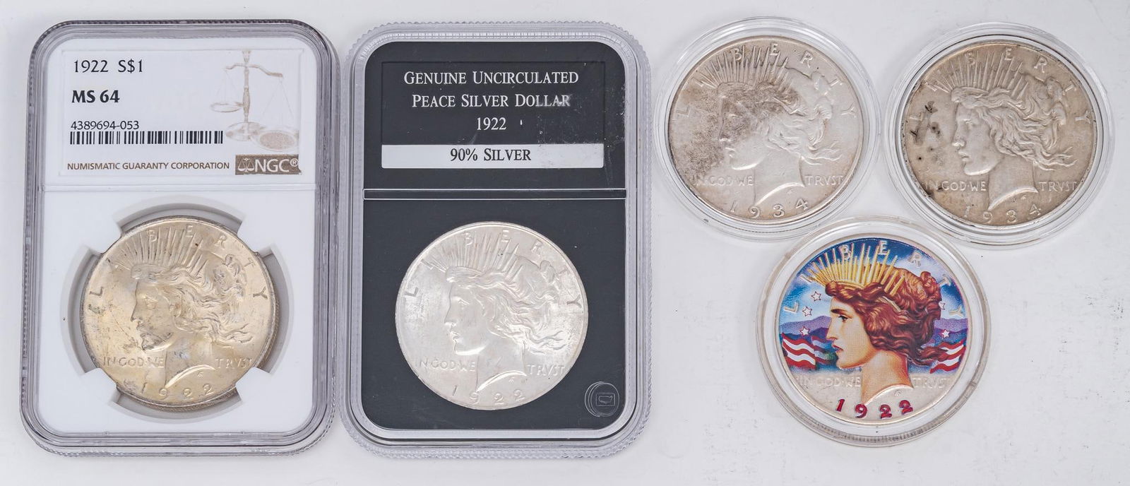(5) Silver Peace Dollars (1 of 6)