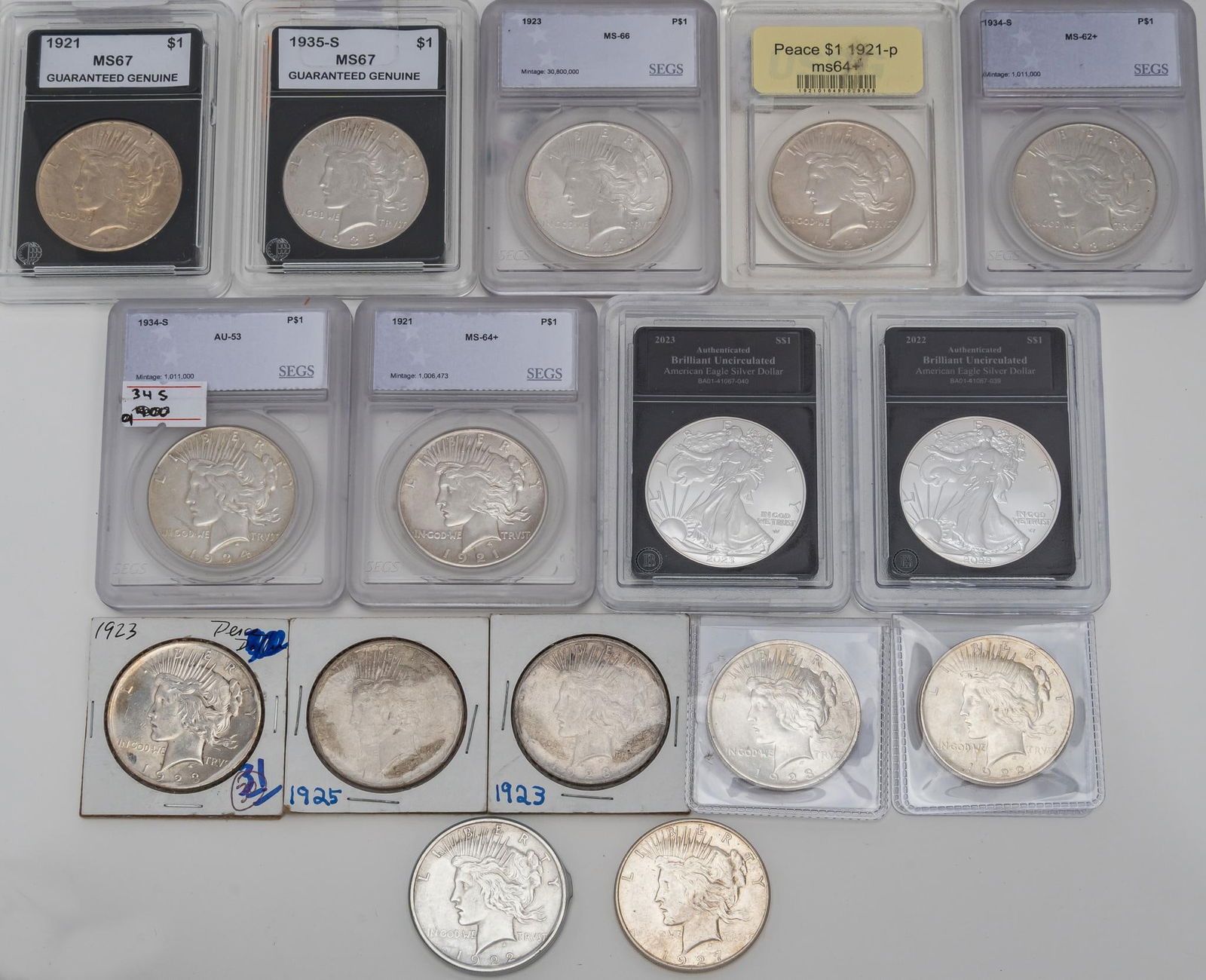 Set of (14) Silver Peace Dollars (1 of 10)