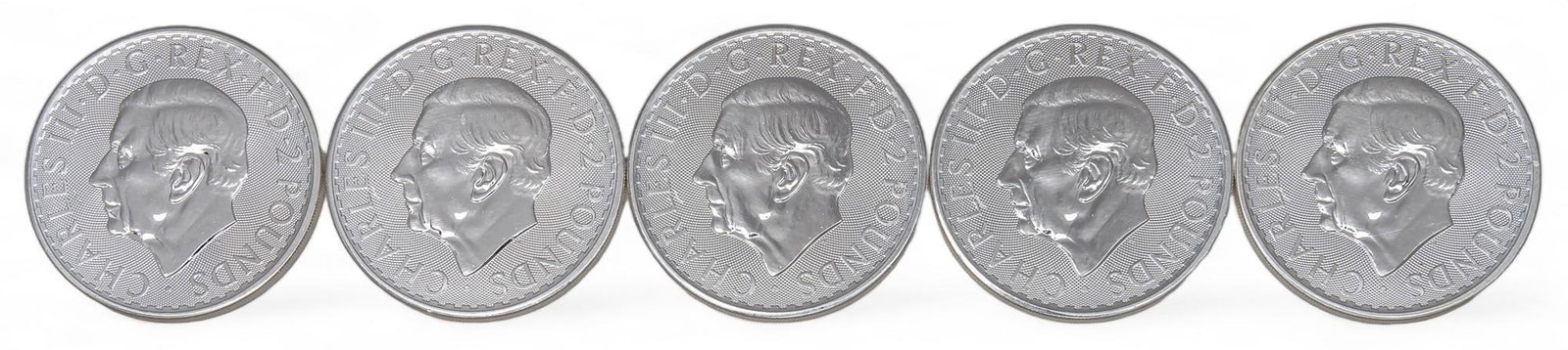 (5) English Britannia Silver Coins: Five English Britannia silver coins Total weight: 5.01 ozt Shipping available for this lot through our partner 4CL; please request a shipping quote at shipping@vogtauction.com or 210-971-5750. You